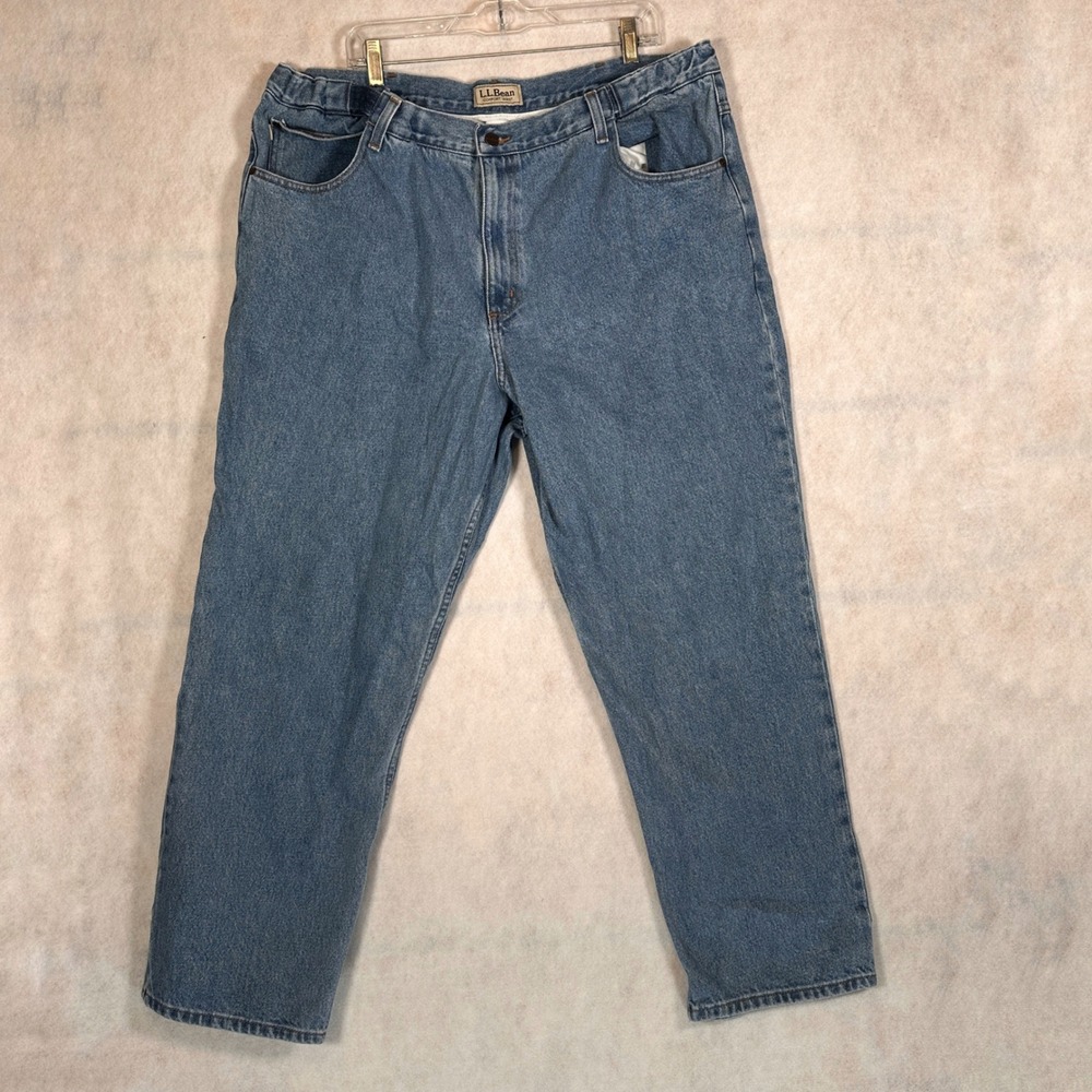 LL Bean Jeans Mens 42x30 Comfort Waist Blue Good Denim Straight Leg 100% Cotton